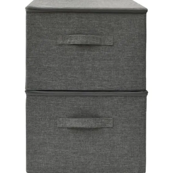 Opbevaringsæsker Til Hjemmet>Foldbare opbevaringskasser 2 stk. - Praktiske og dekorative | Farve: Antracitgrå | Størrelse: 43x34x23 cm