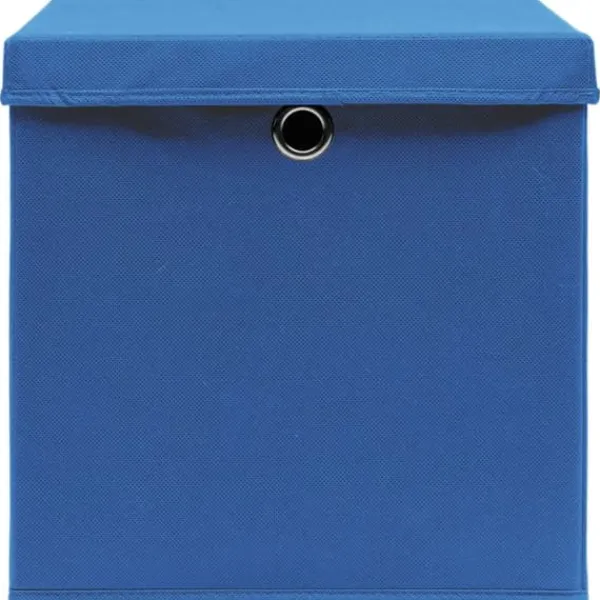 Opbevaringsæsker Til Hjemmet>Foldbare opbevaringskasser med låg - Sæt af 10 | Farve: Blå | Størrelse: 28x28x28 cm