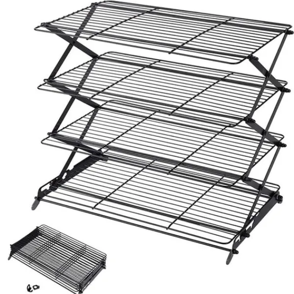 Foldbart 3-lags kagekølestativ i rustfrit stål - Perfekt til bagning og oliedrypning New