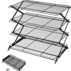 Foldbart 3-lags kagekølestativ i rustfrit stål - Perfekt til bagning og oliedrypning New