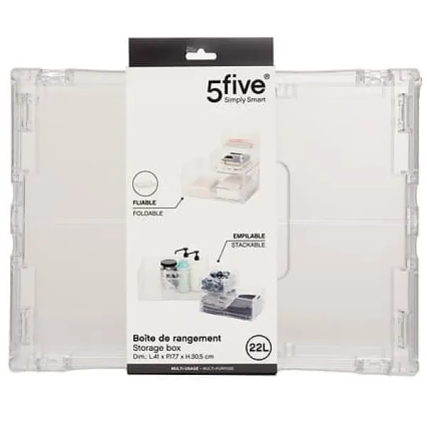 Fold`n Box FOLDEBAR BEHOLDER 22L plast gennemsigtig New