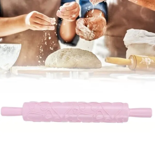 Kageruller>Fondant Kagerulle Plast Præget Rulle til Cookies Kiks Konditor Kagedekoration (Hjerteform)