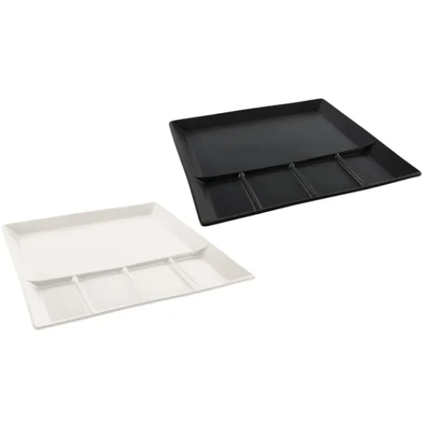 Fonduetallerken 24,5 x 24,5 cm sort eller hvid New