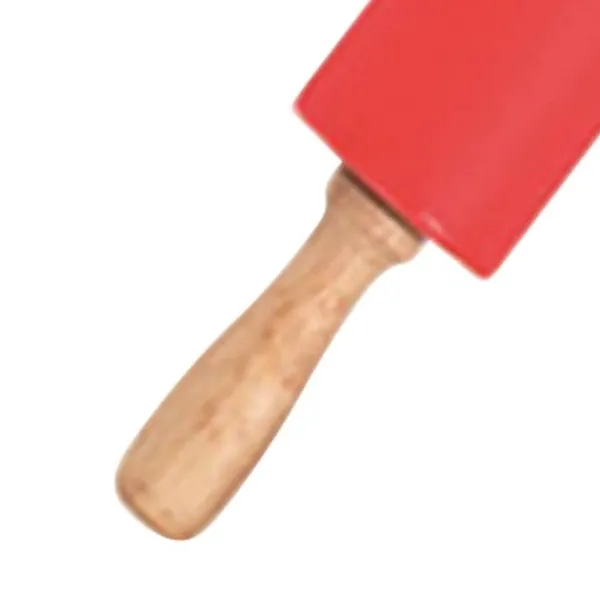 Kageruller>Forlænget silikonekagerulle massivt træhåndtag Non-stick overflade kagerulle bageværktøj Rød