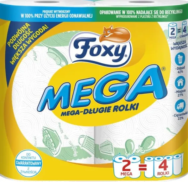 Foxy Mega køkkenhåndklæde 2 ruller (2 lag) New