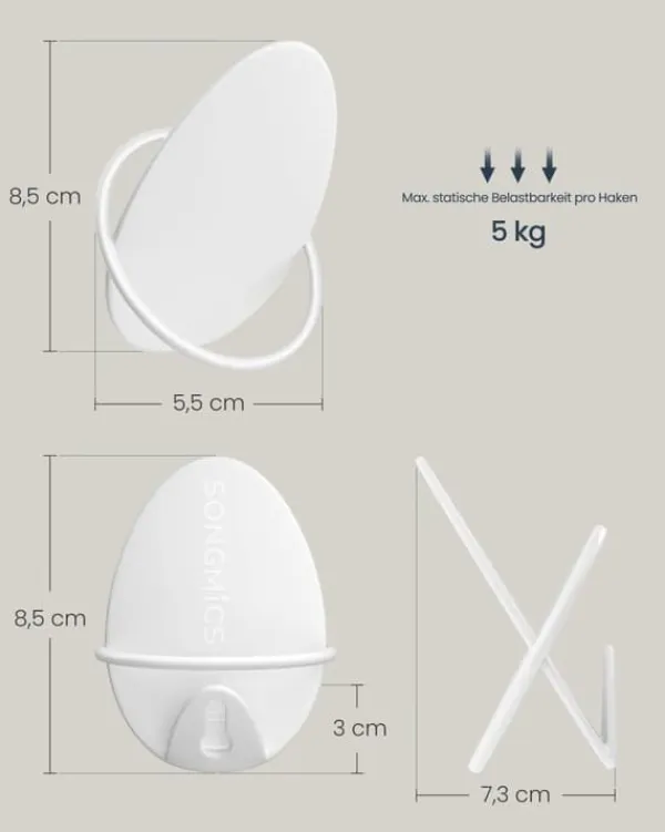Frakkekroge 4-pak, vægkroge til ophængning af frakker, håndklæder, hver holder op til 5 kg, æg-inspireret design, til stue, soveværelse, gang, perleh | CDON Hot