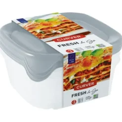 Fresh&go Mix firkantet beholdersæt mint/lysegrå/fersken 3x0,8L Curver Discount