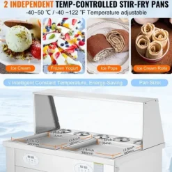Fried Ice Cream Roll Maskine – Rullet Is Maskine 13,8x13,8 tommer, 2 pander til lækker dessert! Best