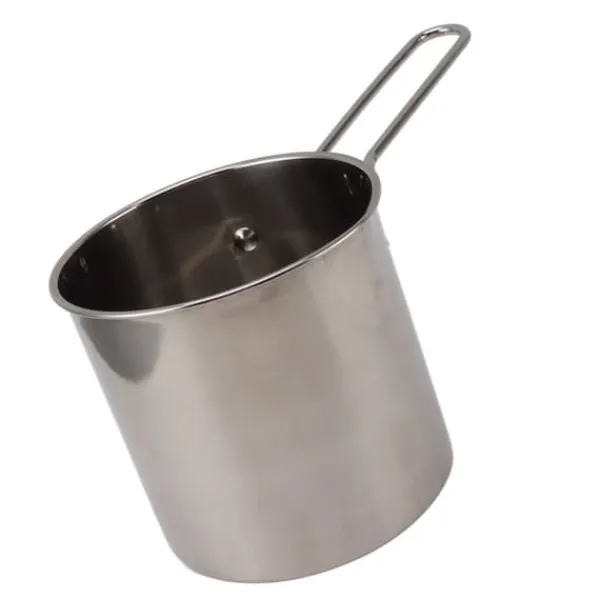 Køkkenudstyrssæt>Frituregryde i rustfrit stål Højtemperaturbestandig oliebesparende bærbar mini-metalfrituregryde med langt håndtag 4-delt sæt