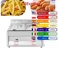 Frituregryde, 6L kapacitet, 2 tanke, 50-380°C temperaturinterval, rustfrit stål materiale, borddesign Online