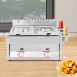 Frituregryde, 6L kapacitet, 2 tanke, 50-380°C temperaturinterval, rustfrit stål materiale, borddesign Online