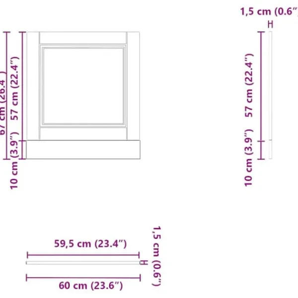 Opvaskemaskiner>Frontpanel til opvaskemaskine - Antikt træ | Størrelse: 60x1,5x67 cm