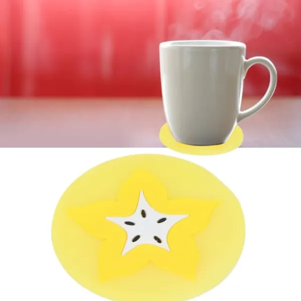 Bordskånere Til Glas>Frugtformet Coaster Bordservice Dækkeserviet Silikone Kop Drikkeholder Måtte Køkkentilbehør Carambola