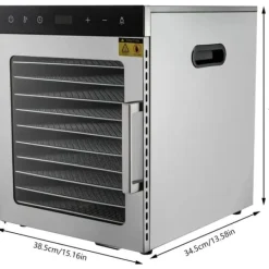 Frugttørrer - Fødevaredehydrator - 10 Bakker - 800 W - 220 V - Rustfrit Stål - 30–90 °C Justerbar - Orange Outlet