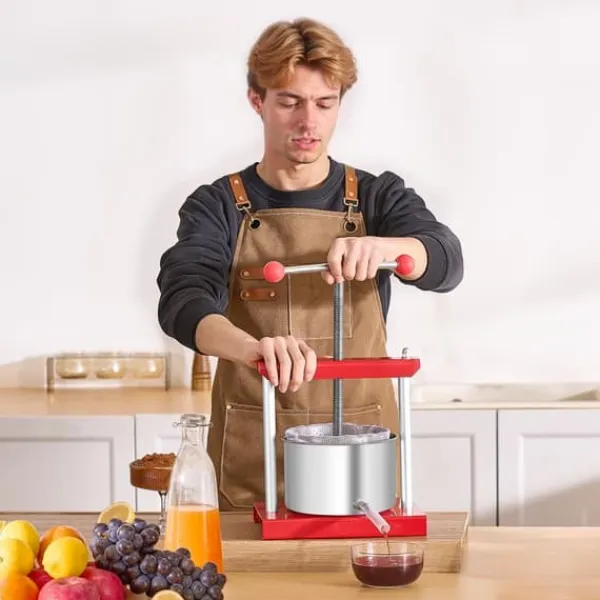 Frugtvinpresse, Manuel Presse til Vinfremstilling, 0,8 Gal/3L, Rustfrit Stål New