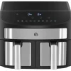 Fuleadture 8L Airfryer med dobbeltkammer, Air Fryer 10 programmer, berøringskontrol og opskrifter sort Clearance