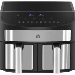 Fuleadture 8L Airfryer med dobbeltkammer, Air Fryer 10 programmer, berøringskontrol og opskrifter sort Clearance