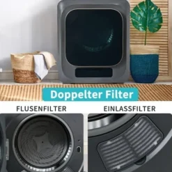 Fuleadture vægmonterbar affugter og tørretumbler 3 kg (faktisk 4 kg) 850W med 6 programmer og funktioner