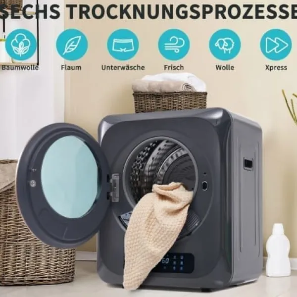 Tørretumblere>Fuleadture vægmonterbar affugter og tørretumbler 3 kg (faktisk 4 kg) 850W med 6 programmer og funktioner