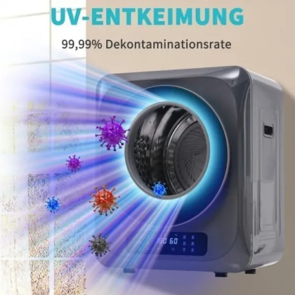 Tørretumblere>Fuleadture vægmonterbar affugter og tørretumbler 3 kg (faktisk 4 kg) 850W med 6 programmer og funktioner