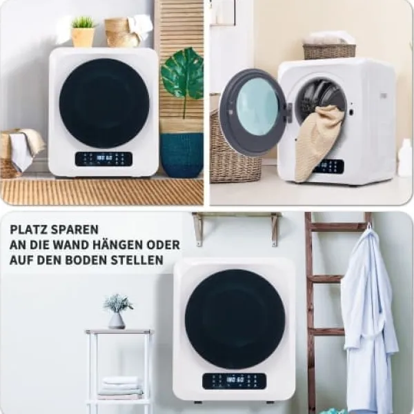 Fuleadture vægmonterbar affugter og tørretumbler 3 kg (faktisk 4 kg) 850W med 6 programmer og funktioner Clearance