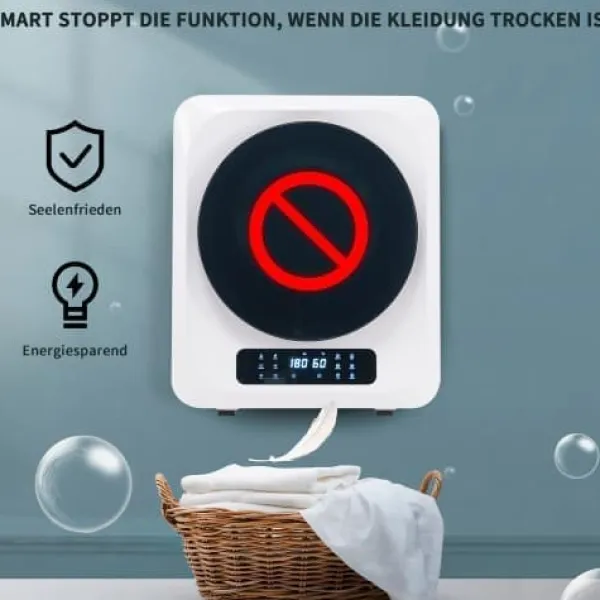 Fuleadture vægmonterbar affugter og tørretumbler 3 kg (faktisk 4 kg) 850W med 6 programmer og funktioner Clearance