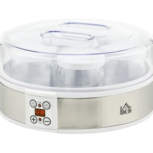 Fuleadture Yoghurt Maskine 7 Glas, Yoghurt Maker Rustfrit Stål, Enkel og Praktisk Hjemmelavet Yoghurt Fremstilling Discount