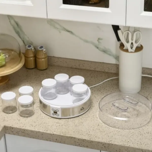 Fuleadture Yoghurt Maskine 7 Glas, Yoghurt Maker Rustfrit Stål, Enkel og Praktisk Hjemmelavet Yoghurt Fremstilling Discount