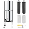 Vandfiltre>2.25G Tyngdekraft Vandfilter Bordplade System, Rustfrit Stål, 4 Filtre, Effektiv Vandrensning, Pladsbesparende Design