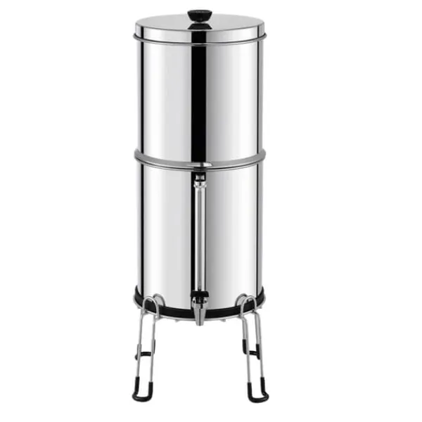 2.25G tyngdekraftvandfilter bordpladesystem, rustfrit stål, 2 filtre, effektiv vandrensning, BPA-fri. Hot