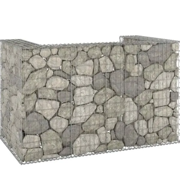 Gabionmur för soptunnor - Stabil stenkorg i galvaniserat stål | Storlek: 180x100x110 cm Outlet