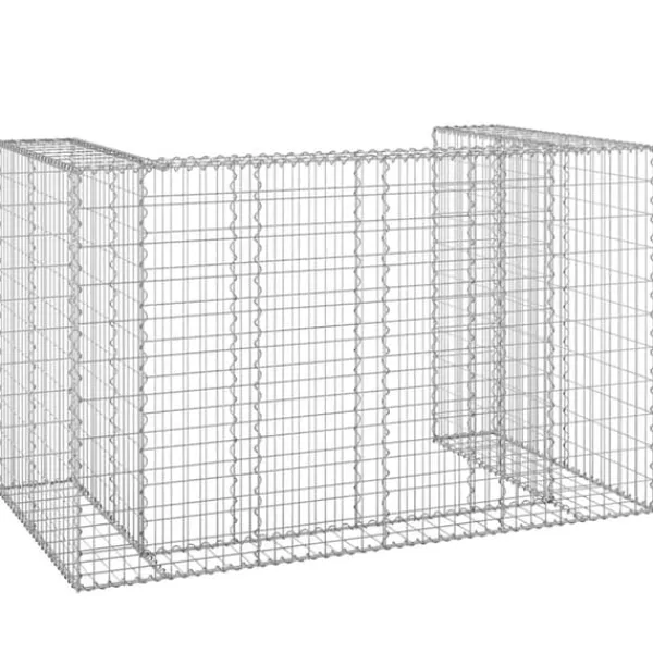 Gabionmur för soptunnor - Stabil stenkorg i galvaniserat stål | Storlek: 180x100x110 cm Outlet