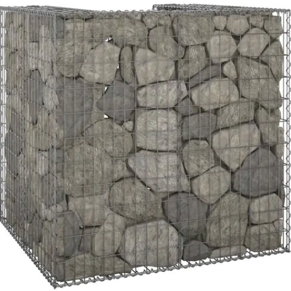 Tilbehør Til Affaldshåndtering>Gabionvæg til affaldsspand - Stabil og holdbar | Størrelse: 110x100x110 cm | Materiale: Galvaniseret stål