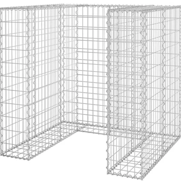 Tilbehør Til Affaldshåndtering>Gabionvæg til affaldsspand - Stabil og holdbar | Størrelse: 110x100x110 cm | Materiale: Galvaniseret stål