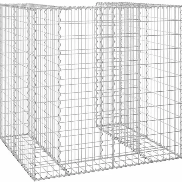 Tilbehør Til Affaldshåndtering>Gabionvæg til affaldsspand - Stabil og holdbar | Størrelse: 110x100x110 cm | Materiale: Galvaniseret stål