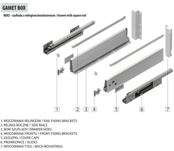 GAMET BOX2 skuffe, firkantet skinne, mellem, hvid, 300 mm Outlet