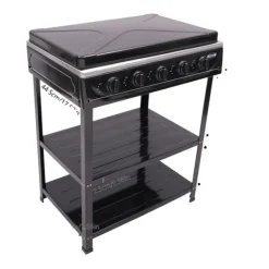 Griller>Gasblus, 5 Brennere, Justerbar Højde Design,sort