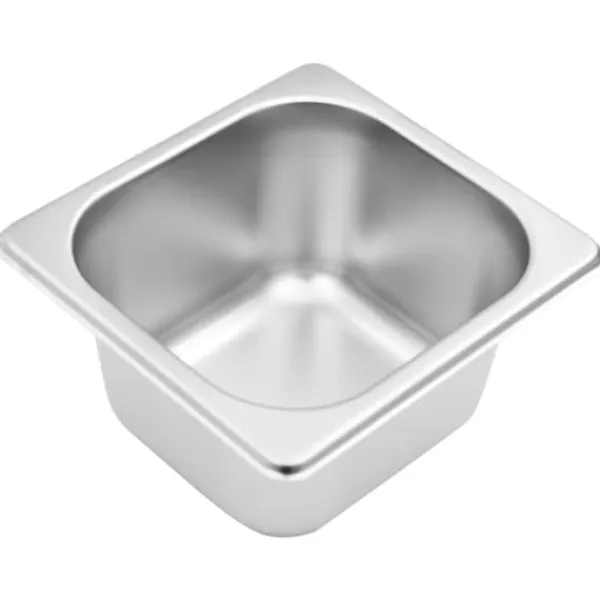 Isspande & Kølere>Gastronorm beholder med 6 GN 1/6-beholdere i rustfrit stål | Farve: Rustfrit stål