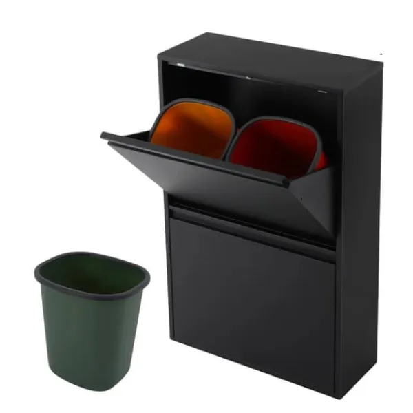 Affaldssorteringsspande>Genbrugsaffaldsbeholder, 4 rum, Moderne design,sort