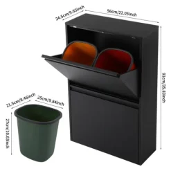 Affaldssorteringsspande>Genbrugsaffaldsbeholder, 4 rum, Moderne design,sort