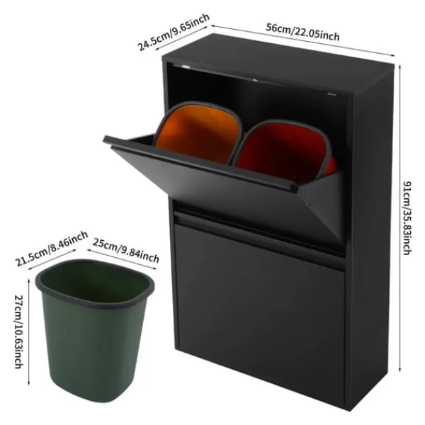Affaldssorteringsspande>Genbrugsaffaldsbeholder, 4 rum, Moderne design,sort
