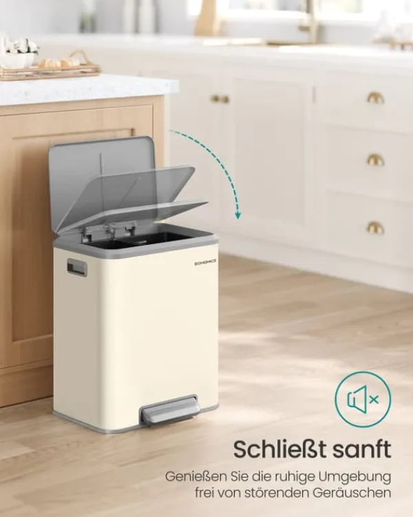 Affaldssorteringsspande>Genbrugsspand – 2 rum – Stål – Sandbeige