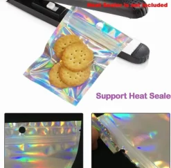 Genlukkelige aluminiumsfolieposer (50 stk.), perfekte til opbevaring af fester, holografiske farver, 7,5*12 cm Online