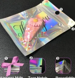 Genlukkelige aluminiumsfolieposer (50 stk.), perfekte til opbevaring af fester, holografiske farver, 7,5*12 cm Online