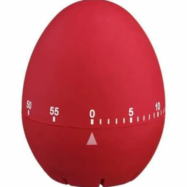 Æggeformet timer RØD 6x7cm lavet af slidstærkt materiale Discount