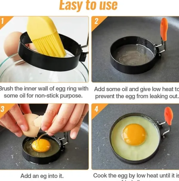 Køkkenforme>Ægge-ring & Omelet form 4-pak Rustfrit stål / Silikone