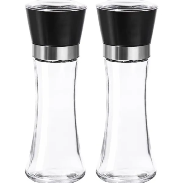 Krydderikværne>Glas salt- og peberkværn, 2 stk., 18,5 cm
