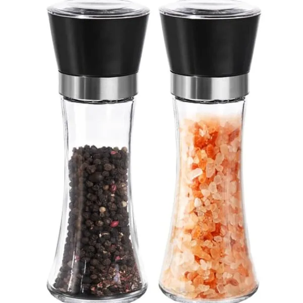 Krydderikværne>Glas salt- og peberkværn, 2 stk., 18,5 cm