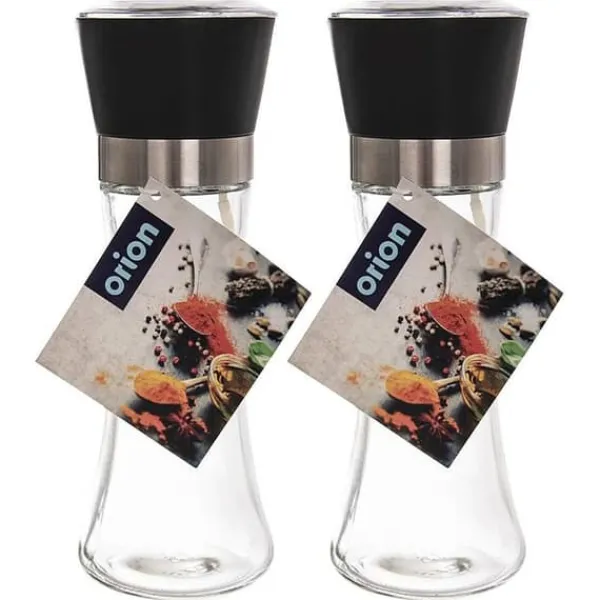 Krydderikværne>Glas salt- og peberkværn, 2 stk., 18,5 cm