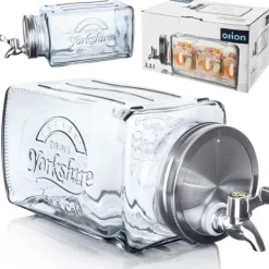 Glasbeholder til drikkevarer med vandhane, vandret dispenser til køleskabet, 3,5L, ORION 143792 Clearance